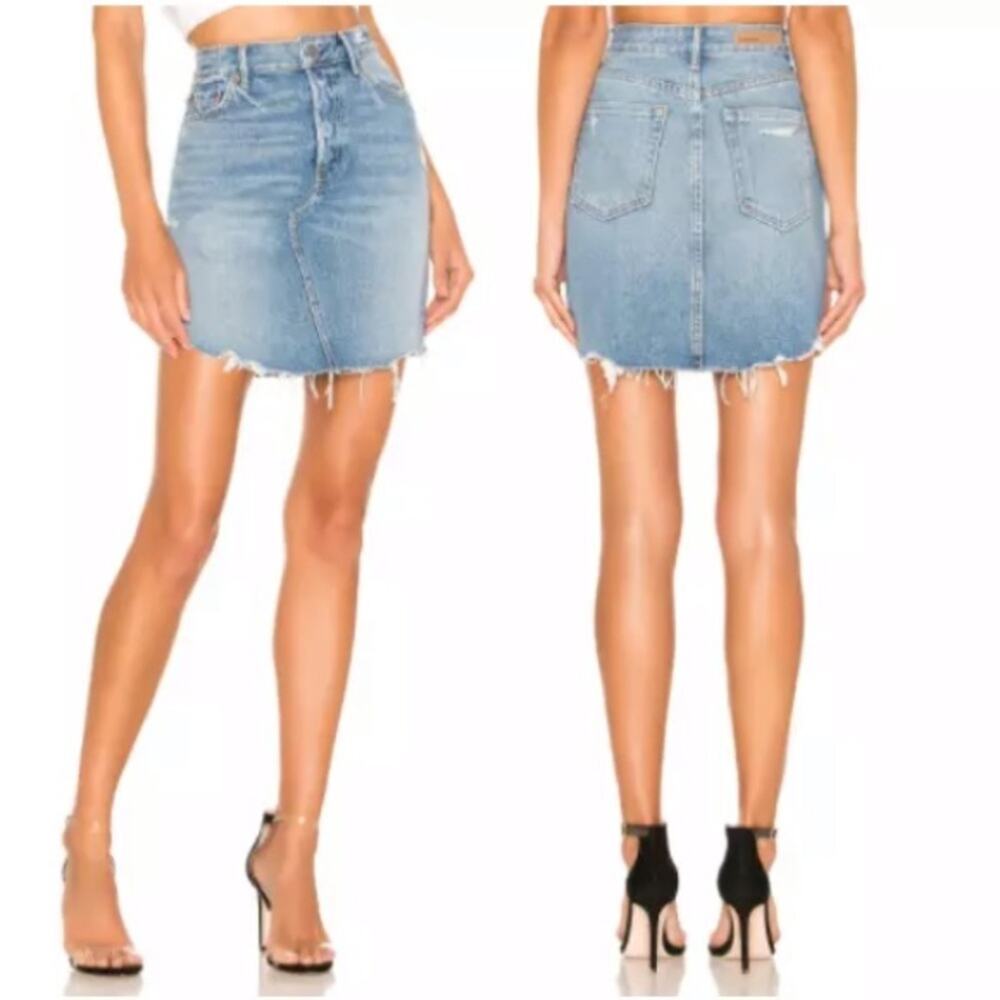 GRLFRND Rhoda Denim Mini Skirt Distressed NWT